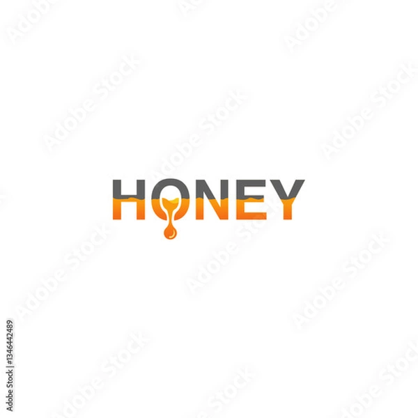 Obraz Elegant Honey Text with Dripping Nectar Logo