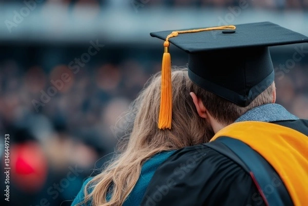 Fototapeta Celebrating achievement and love during a heartfelt graduation ceremony in spring Generative AI