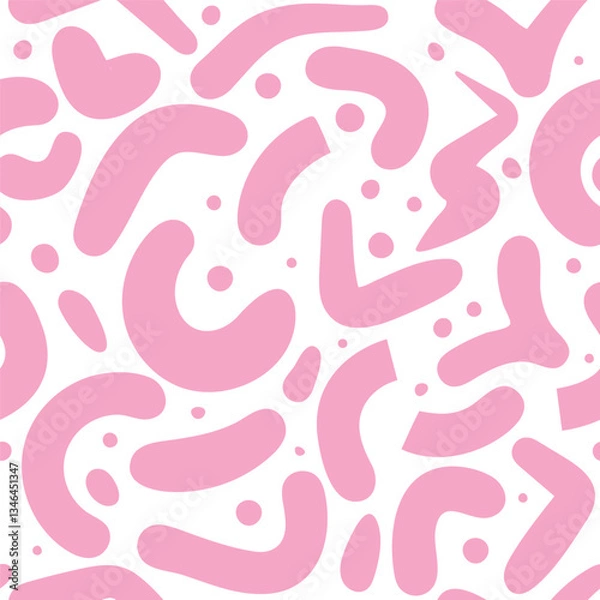 Fototapeta Fun seamless pattern with pink fabric. Creative abstract style of art lantern for kids or trendy design with basic shapes.