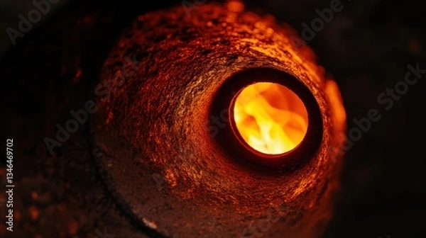 Fototapeta Labor Day Tribute: A Fiery Furnace in an Age-Old Factory, Symbolizing the Working Class's Struggle for Equality and Resilience