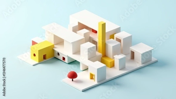Fototapeta Architectural Model- Miniature Cityscape Isometric View