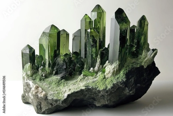 Obraz Epidote Crystal Formation: Stunning Green Silicate Mineral in Geological Specimen