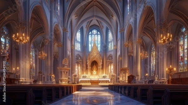 Fototapeta Cathedrals were often built over several centuries, with generations of craftsmen and artisans contributing to the final masterpiece, making them true historical treasures.