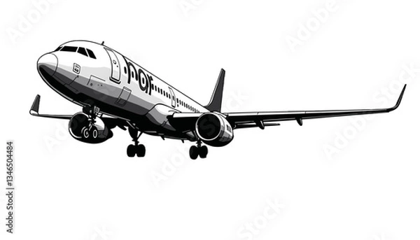 Fototapeta Airplane flying in a clear sky