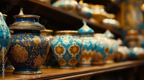 Fototapeta Colorful Decorative Vases with Intricate Patterns and Designs
