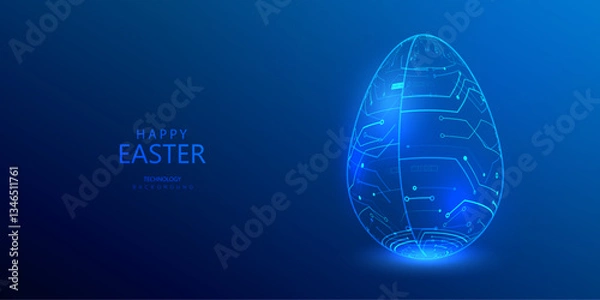 Obraz circuit electric egg, ai easter technology background, future holiday card, new innovation concept