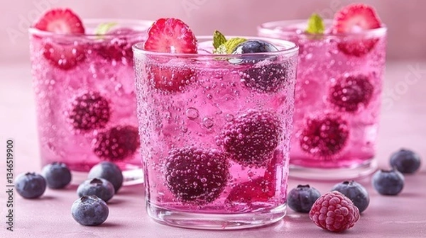 Obraz Refreshing berry drinks in glasses