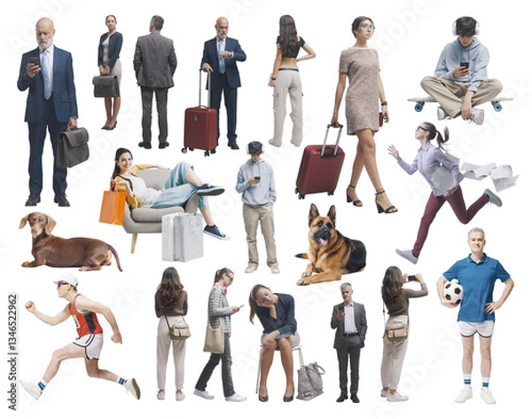 Fototapeta Diverse people standing and waiting