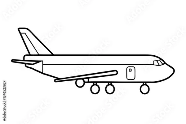 Fototapeta cargo plane line art silhouette vector illustration