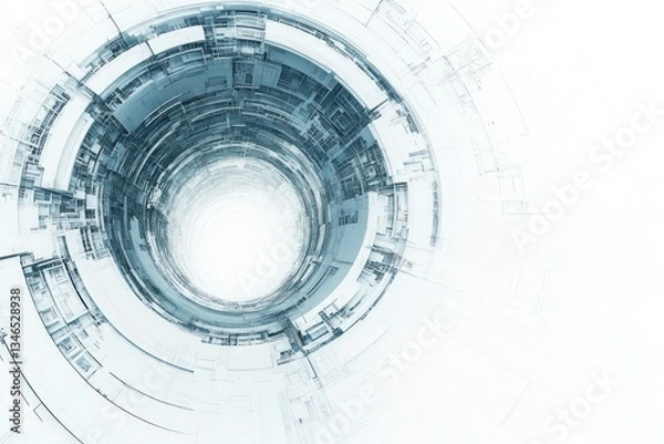 Fototapeta Abstract technology tunnel, futuristic design.