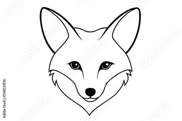 Fototapeta fox head line art silhouette vector illustration