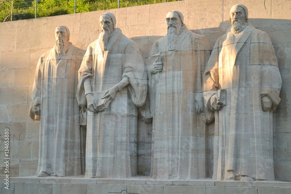 Fototapeta Geneva-monument to the heroes of the Reformation, on the waterfront of Lake Geneva