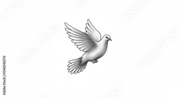 Fototapeta White Dove in Flight, Peaceful Bird Soaring - Symbol of Peace and Hope