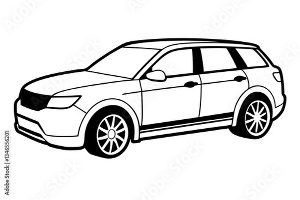 Obraz suv coupe car line art silhouette vector illustration