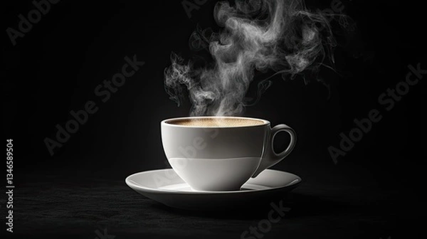 Obraz Coffee image PNG of steaming espresso cup isolated on transparent background for food and beverage digital artwork