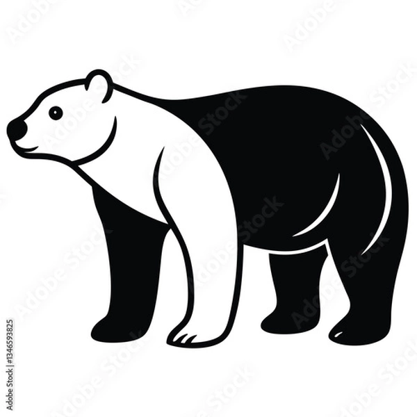 Fototapeta Adobe Illustrpolar bear vector silhouette illustration on black backgroundator Artwork
