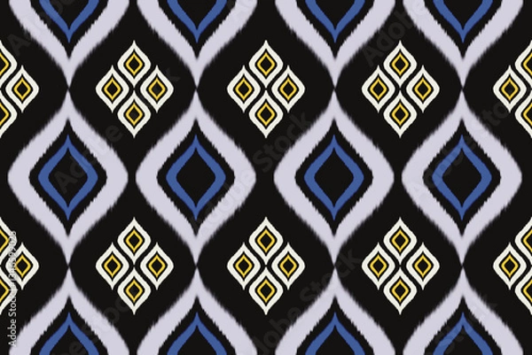 Obraz Tribal Ikat Seamless Pattern On Black Background