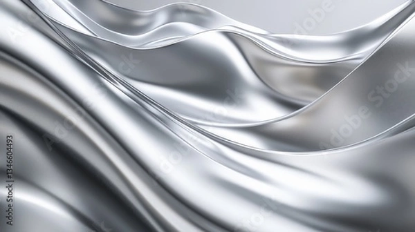 Fototapeta Abstract brushed metal background with silver and platinum waves - Elegant and modern design