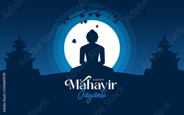 Obraz Happy Mahavir Jayanti Festival Vector Design Background Template