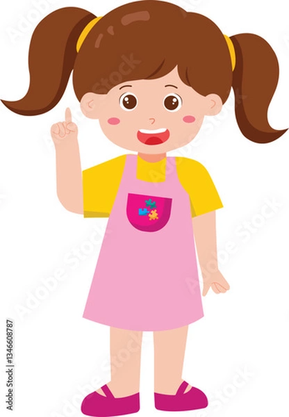 Fototapeta Cheerful Girl with Puzzle Shirt