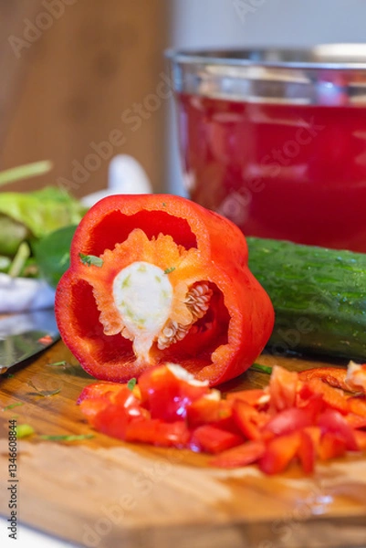Fototapeta Healthy vegetables for a salad meal.