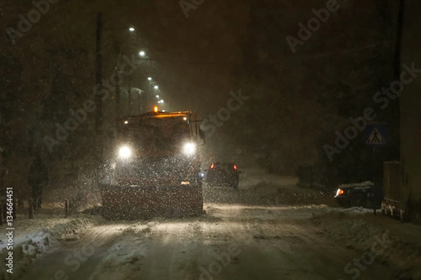 Obraz Snowplow cleaning streets