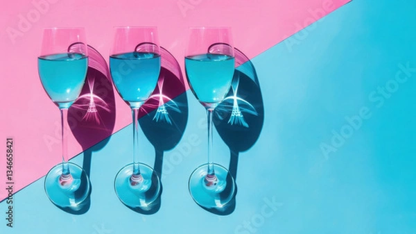 Obraz Modern abstract still life with wine glasses and reflections