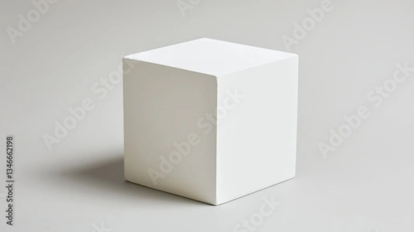Fototapeta White cube pedestal minimalist display product. AI generated