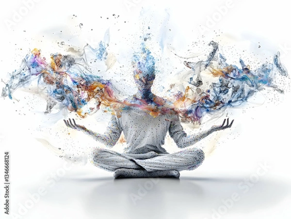 Obraz Abstract Colorful Energy Emanating from a Meditating Figure