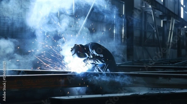 Obraz Welder Working with Sparks