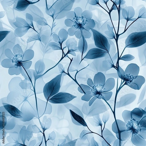 Obraz Glowing Floral Silhouettes Seamless Pattern X Ray Design for Fashion and Decor