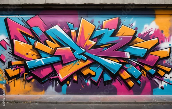 Fototapeta Abstract graffiti art piece that appears to be A vibrant spray