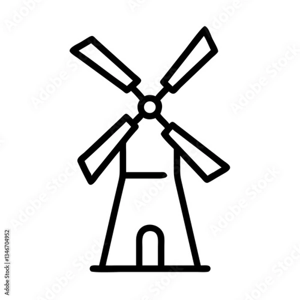 Fototapeta Minimalistic windmill icon on a transparent background