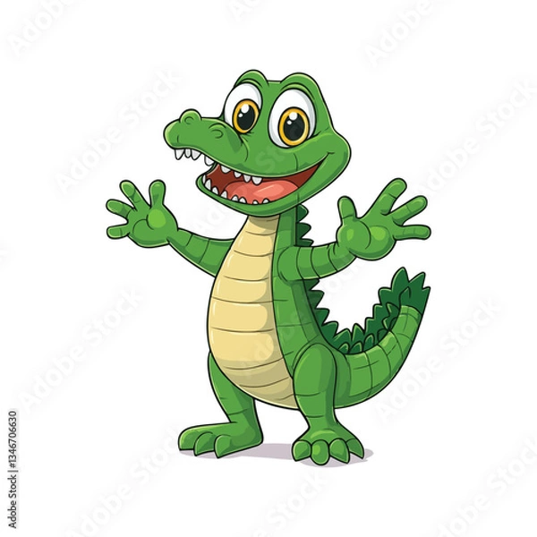 Obraz Happy Cartoon Alligator with Open Arms