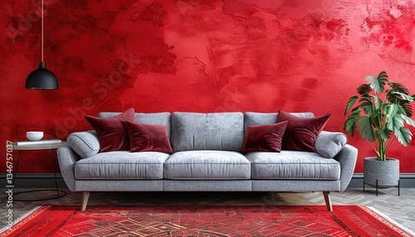 Fototapeta red sofa in a room