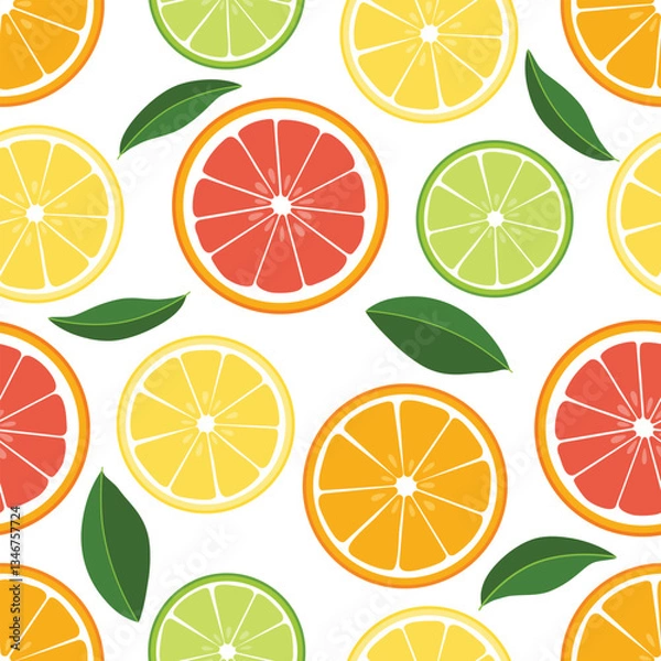 Fototapeta Citrus pattern on white background