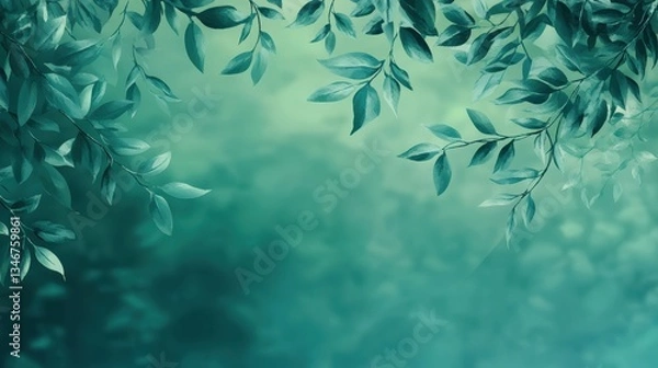Fototapeta Lush Green Leaves Frame with Nature Background, and Spring Season.