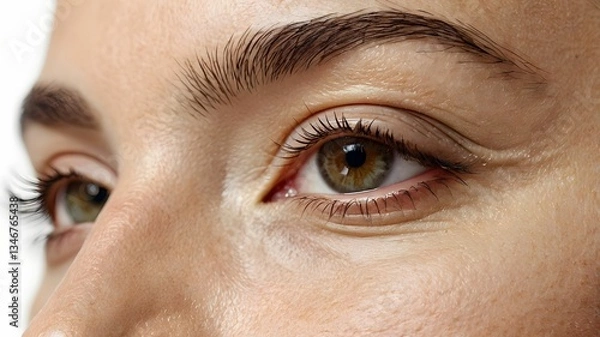 Obraz Extreme close-up of young beautiful woman's eyes - brows , lashes, pupils and eye shape - matching with verbal emotional indicators - beauty eyes care products