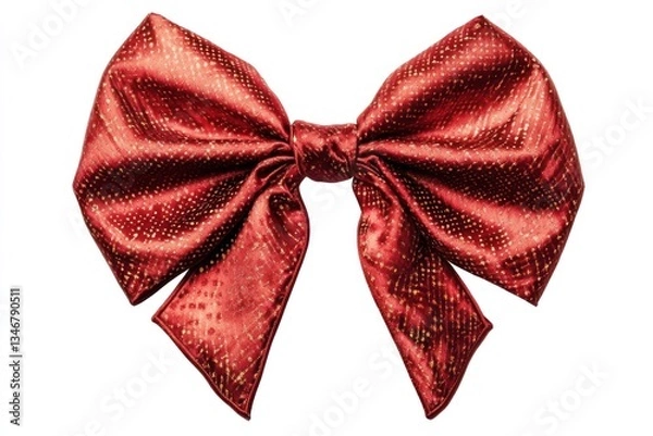 Fototapeta A vivid red bow, tied with intricate ribbon loops, isolated on a transparent or white background, symbolizing festive elegance