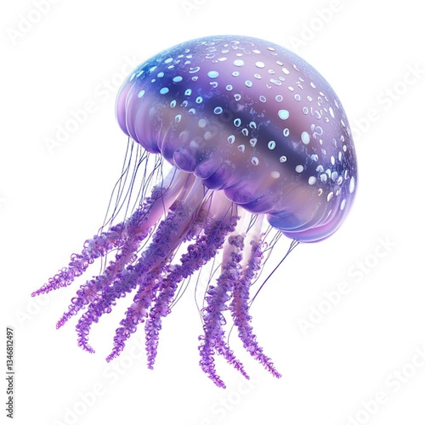 Fototapeta 3D icon of Purple jellyfish (Pelagia noctiluca) isolated on transparency background