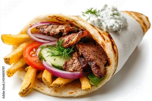 Obraz A Greek gyros isolated on a white background