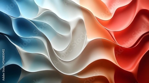 Fototapeta Mesmerizing Fluid Waves of Pastel Colors in Smooth Abstract Composition