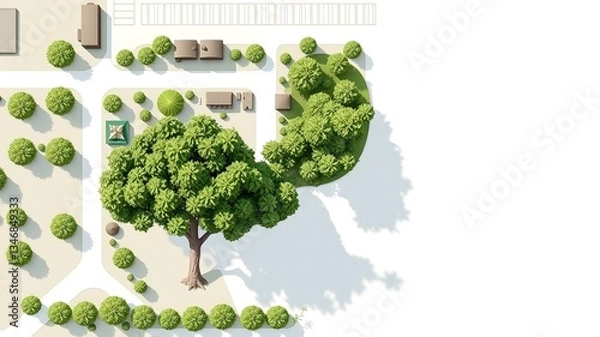 Obraz Landscaped Site Plan with Mature Trees and Open Space