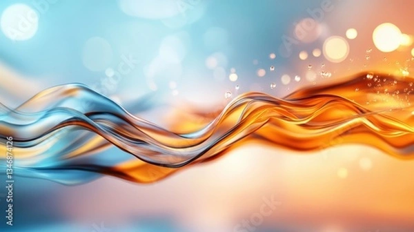 Fototapeta Dynamic flowing abstract waves digital space visual art colorful light close-up movement