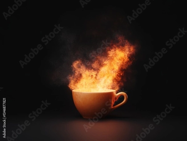 Fototapeta Fiery flame rising from cup creating a warm and mesmerizing display of energy