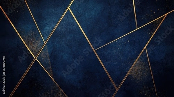 Fototapeta Abstract geometric background featuring dark blue and gold diagonal lines creating a modern aesthetic
