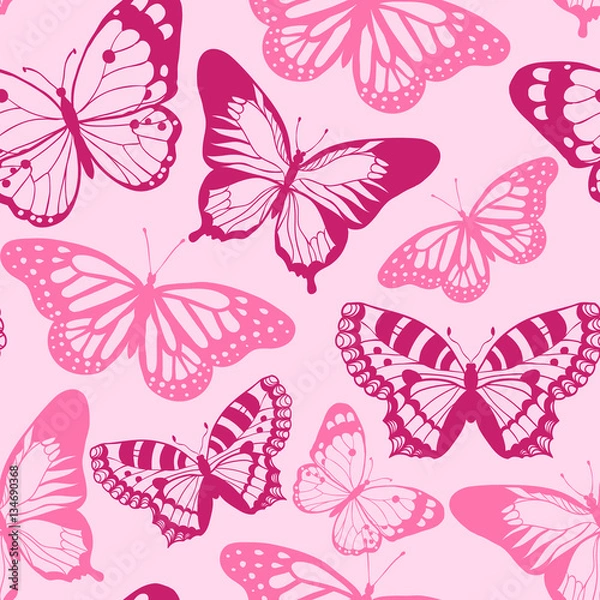 Fototapeta Beautiful butterfly. Vector seamless pattern