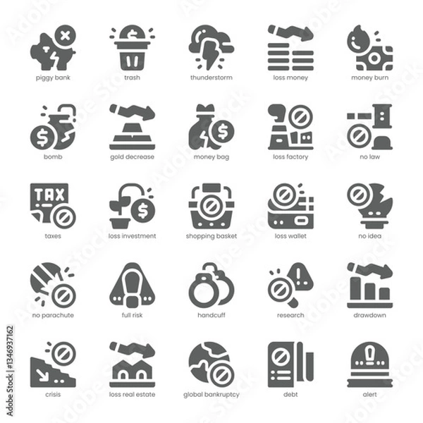Fototapeta Bankruptcy Icon pack for your website, mobile, presentation, and logo design. Bankruptcy Icon solid design. Vector graphics illustration and editable stroke.