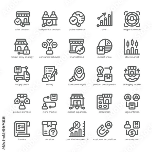 Fototapeta Market Analysis Icon pack for your website, mobile, presentation, and logo design. Market Analysis Icon outline design. Vector graphics illustration and editable stroke.