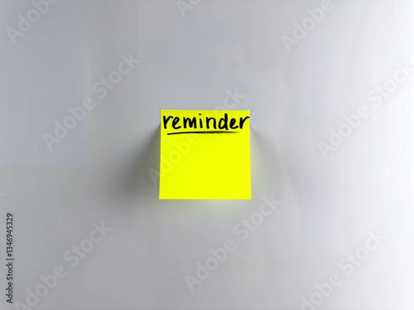 Fototapeta Reminder concept. Write down important information on sticky note. Bright paper with marker writing for memorization. Staff to write down important information